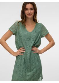 Véro Moda VERO MODA Damen Minikleid "VMMAYA SS V NECK SHORT DRESS JRS VO", grün, modisch, Gr. M, unifarben, Jersey, Obermaterial: 95% Polyester, 5% Elasthan,