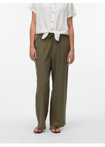 Véro Moda VERO MODA Damen Schlupfhose "VMCAIA MW WIDE PANT WVN NOOS", grün, modisch, Gr. XL, unifarben, Web, Obermaterial: 90% Baumwolle, 10% Leinen, Hosen,