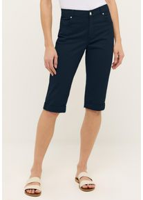 Angels Damen Caprihose, blau, casual, Gr. 42, unifarben, Web, Obermaterial: 97% Baumwolle, 3% Elasthan, Hosen, Sommerhose mit Stretch