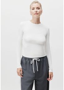 LEGER Damen Longsleeve "Cinzia", weiß, casual, Gr. 44, Jersey, Obermaterial: 95% Viskose, 5% Elasthan, Shirts, Rundhals, schmale Passform