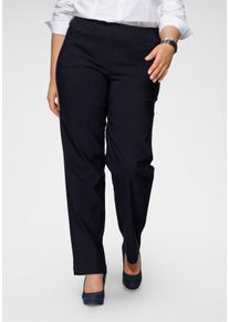 KjBRAND Damen Stoffhose "Sally Bengaline", blau, casual, Gr. 46, unifarben, Web, Obermaterial: 80% Viskose, 17% Polyamid, 3% Elasthan, Hosen,
