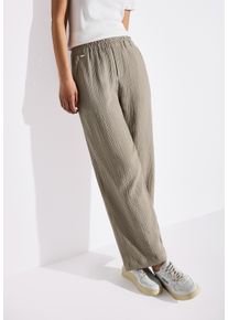 Street One Damen Stoffhosecool ivory, casual, Gr. 36, unifarben, Web, Obermaterial: 100% Baumwolle, Hosen, Sommerhose in Struktur-Optik