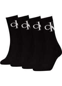 Damen Socken "CKJ WOMEN SOCK 4P MONOGRAM ECOMM", Calvin Klein Jeans, Gr. 39, schwarz, Baumwollmischung, Socken