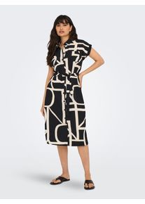 Only Damen Hemdblusenkleid "ONLHANNOVER S/S SHIRT DRESS NOOS WVN"schwarz detail:birch logo, modisch, Gr. 34, bedruckt, Web, Obermaterial: 100%