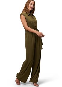 Zero Damen Overall "Zero Jersey-Jumpsuit mit Knopfleiste", grün, casual, Gr. 36, unifarben, Jersey, Obermaterial: 70% Modal, 30% Polyester.
