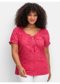 Damen Longbluse, pink, Gr. 40, sheego by Joe Browns, unifarben, 100% Baumwolle, Blusen