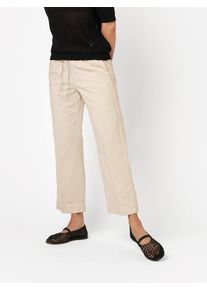 Toni Damen Schlupfhose "Pia Wide Leg 7/8", beige, casual, Gr. 46, unifarben, Web, Obermaterial: 50% Baumwolle, 25% Leinen, 25% Lyocell, Hosen,