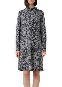 comma, COMMA Damen Hemdblusenkleid, grau, casual, Gr. 40, bedruckt, animal-print, Web, Obermaterial: 100% Viskose, Kleider, Sommerkleid mit All-Over Leo