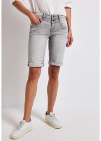 Street One Damen Bermudas "Style Jane"light grau random washed, casual, Gr. 32, unifarben, Denim/Jeans, Obermaterial: 63% Baumwolle, 25% Polyester,