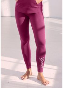 BENCH. LOUNGEWEAR Leggings pink Gr. 32/34 für Damen. Mit Logoschriftzug. Nachhaltig.