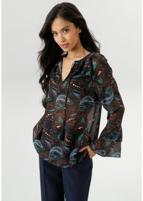 Damen Chiffonbluseblau printed as countersample, Gr. 46, Aniston SELECTED, Obermaterial: 100% Polyester, Blusen