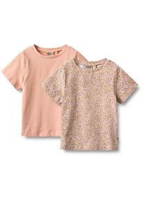 Wheat Mädchen Kurzarmshirt "Wheat T-Shirt 2er Pack Doppelpack S/S Manna"lila flower meadow, Gr. 140, 92% Bio-Baumwolle, 8% Elastan, Shirts