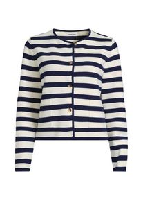 LANDS' END Kragenloser Feinstrick-Blazer, Damen,  Wei&szlig;, Baumwolle, by Lands' End