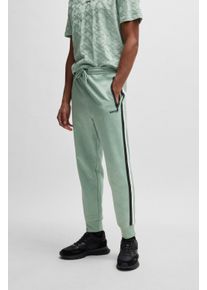 BOSS Green Herren Sweathose "Hover Striped C"open grün357, casual, Gr. S, unifarben, Sweatware, Obermaterial: 98% Polyester, 2% Elasthan, Hosen, mit
