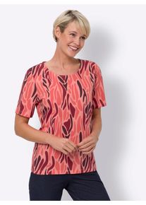 Classic Basics Damen Rundhalsshirt "Rundhals-Shirt"flamingo, dunkelrot, bedruckt, Gr. 52, gemustert, mehrfarbig, 100% Baumwolle, Shirts