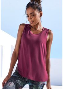 active by Lascana LASCANA ACTIVE Tanktop rot Gr. XS (32/34) für Damen. Rundhals und Logodruck, Mesheinsatz. Figurbetont