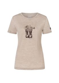 super.natural Flower Boots Tee Merinoshirt Damen Wandern (Gr XL |beige)