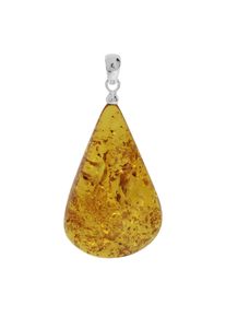 OSTSEE-SCHMUCK Damen Ketten-Anhänger "OSTSEE-SCHMUCK Anhänger Tropfen ca. 42 mm lang - Silber 925/000", 52 x 26mm, Bernstein, 7.6 g, weiß, Bernstein,