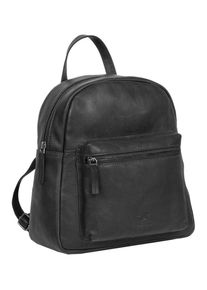 Mustang Cityrucksack "Memphis backpack round", schwarz, Leder, Basic, Rucksäcke, Reißverschluss-Rückfach