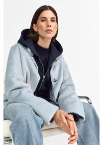 RICHROYAL Damen Fellimitatjacke, blau, casual, Gr. 38, unifarben, Web, Obermaterial: 100% Polyester, Jacken, Mit Rundhalsausschnitt