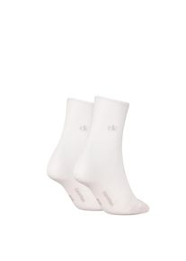 Damen Socken "CK WOMEN SHORT SOCK 2P ROLL TOP", Calvin Klein Jeans, Gr. 39, weiß, Baumwollmischung, Socken