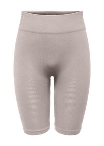 Only Play Damen Trainingsshorts "ONPJAIA LIFE HW RIB CIR LONG SHORTS", silber, sportlich, Gr. M, unifarben, Rippware, Obermaterial: 75% Nylon, 15%