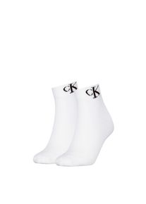 Damen Kurzsocken "CKJ WOMEN QUARTER 2P MONOGRAM", Calvin Klein Jeans, Gr. 39, weiß, Baumwollmischung, Socken, mit Logostickerei