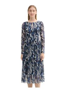 Tom Tailor Damen Meshkleid, blau, casual, Gr. 42, bedruckt, mehrfarbig, Mesh, Obermaterial: 90% Polyester, 10% Elasthan. Futter: 100% Polyester,