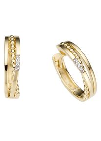 Firetti Damen Paar Creolen "Schmuck Geschenk Gold 333 rhodiniert, massiv, bicolor, mehrreihig", 0,02 ct P2 = erkennbare Einschlüsse, Gelbgold