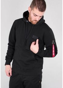 Herren Hoodie, schwarz, Gr. M, Alpha Industries, unifarben, Sweatware, Obermaterial: 80% Baumwolle, 20% Polyester, Sweatshirts