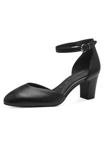 Tamaris Damen Spangenpumps, Gr. 37, schwarz, Glattleder, unifarben, elegant, Schuhe, Abendschuh, Festtagsschuh, Blockabsatz, mit Klettverschluss