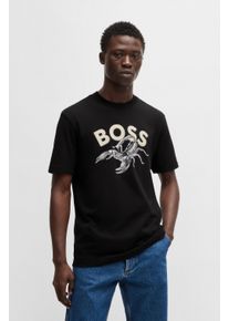 BOSS Orange Herren T-Shirt "Te Bossfish", schwarz, casual, Gr. XL, unifarben, Single Jersey, Obermaterial: 100% Baumwolle, Shirts, mit Aufdruck