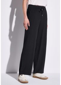 Street One Damen Stoffhose, schwarz, casual, Gr. 42, Strukturmuster, Web, Obermaterial: 55% Polyester, 44% Viskose, 1% Elasthan, Hosen, Sommerhose