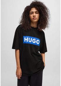 HUGO BLUE Herren T-Shirt "Nico", schwarz, casual, Gr. XXL, unifarben, Single Jersey, Obermaterial: 100% Baumwolle, Shirts, mit großem Logo-Print,