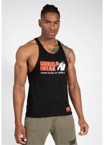 GORILLA WEAR Herren Muskelshirt, schwarz, sportlich, Gr. XL, bedruckt, 100% Baumwolle, Shirts, mit großem Marken-Frontprint