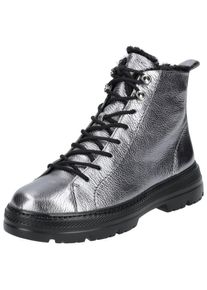 Paul Green Damen Schnürstiefelette "Paul Green Stiefelette Leder", Gr. 38, silber, Leder, casual, Schuhe