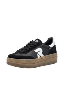 RIEKER SPORT Damen Plateausneaker "Swing2GO", Gr. 36, silber, Glattleder, Veloursleder, sportlich, Schuhe, Retro-Sneaker, Schnürschuh, Halbschuh mit