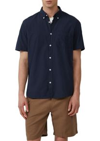 s.Oliver Herren Kurzarmhemd, blau, casual, Gr. S, unifarben, Web, Obermaterial: 100% Baumwolle, Hemden, mit Waschung und gewebtem Tape