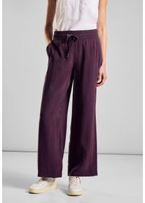 Street One Damen Stoffhose, lila, casual, Gr. 34, unifarben, Web, Obermaterial: 87% Modal, 13% Polyester, Hosen, Sommerhose mit Kordelzug
