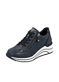 Remonte Damen Keilsneaker, Gr. 38, blau, Leder, Lederimitat, unifarben, sportlich, Schuhe, Freizeitschuh, Halbschuh, Schnürschuh mit goldfarbenem