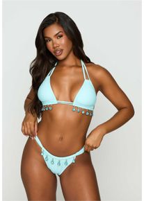 MODA MINX Damen Triangel-Bikini-Top "Selene Droplet Double Strap Triangle Top", blau, casual, Gr. S, unifarben, 82% Polyamid, 18% Elasthan,