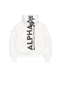 Herren Bomberjacke "Alpha Industries Men - Bomber Jackets MA-1 Zip Hood Backprint", weiß, Gr. M, Alpha Industries, Obermaterial: 100% Nylon, Futter: