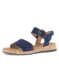 Gabor Damen Keilsandalette "RHODOS", Gr. 37, blau, Veloursleder, unifarben, klassisch, Schuhe, Riemchensandale, Komfortschuh, Sommerschuh mit