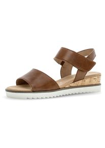 Gabor Damen Keilsandalette "GENUA", Gr. 44, braun, Kalbsleder, unifarben, klassisch, Schuhe, Sommerschuh, Riemchensandale, Komfortschuh in Weite G