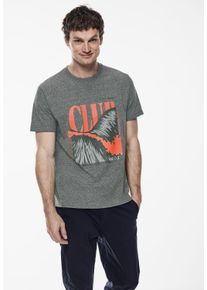 Street One MEN Herren T-Shirt, grau, casual, Gr. XL, bedruckt, Stoff, 50% Polyester, 38% Baumwolle, 12% Viskose, Shirts, bestehend aus einem