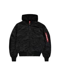 Herren Bomberjacke "Alpha Industries Men - Bomber Jackets MA-1 Zip Hood Backprint", schwarz-weiß, Gr. L, Alpha Industries, Obermaterial: 100% Nylon,