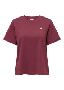 Jacqueline de Yong JDY Damen Kurzarmshirt "JDYPISA S/S PRINT TOP JRS NOOS"cabernet detail:gold heart, modisch, Gr. M, bedruckt, Jersey, Obermaterial: 100% Baumwolle,