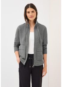 Cecil Damen Cardigansporty grau melange, casual, Gr. S, unifarben, Web, Stoff, 77% Baumwolle, 20% Polyester, 3% Elasthan, Strickjacken, aus Baumwolle