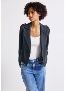 Street One Damen Kurzjackedeepwater blau, casual, Gr. 36, unifarben, Stoff, Obermaterial: 77% Polyester, 19% Viskose, 4% Elasthan; Futter: 100%