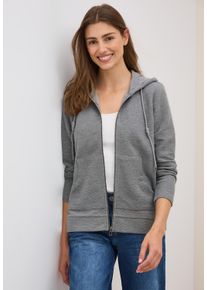 Cecil Damen Sweatjackesporty grau melange, casual, Gr. XS, unifarben, Web, Sweatware, 73% Baumwolle, 19% Polyester, 7% Viskose, 1% Elasthan,